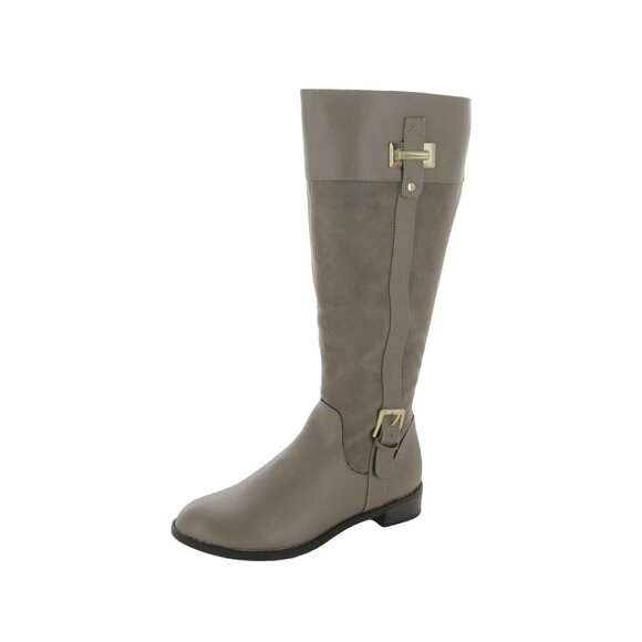 KAREN SCOTT Deliee Riding Boot, Knee-High, Faux Leather, Gray w/Gold, NWT** - Picture 1 of 2